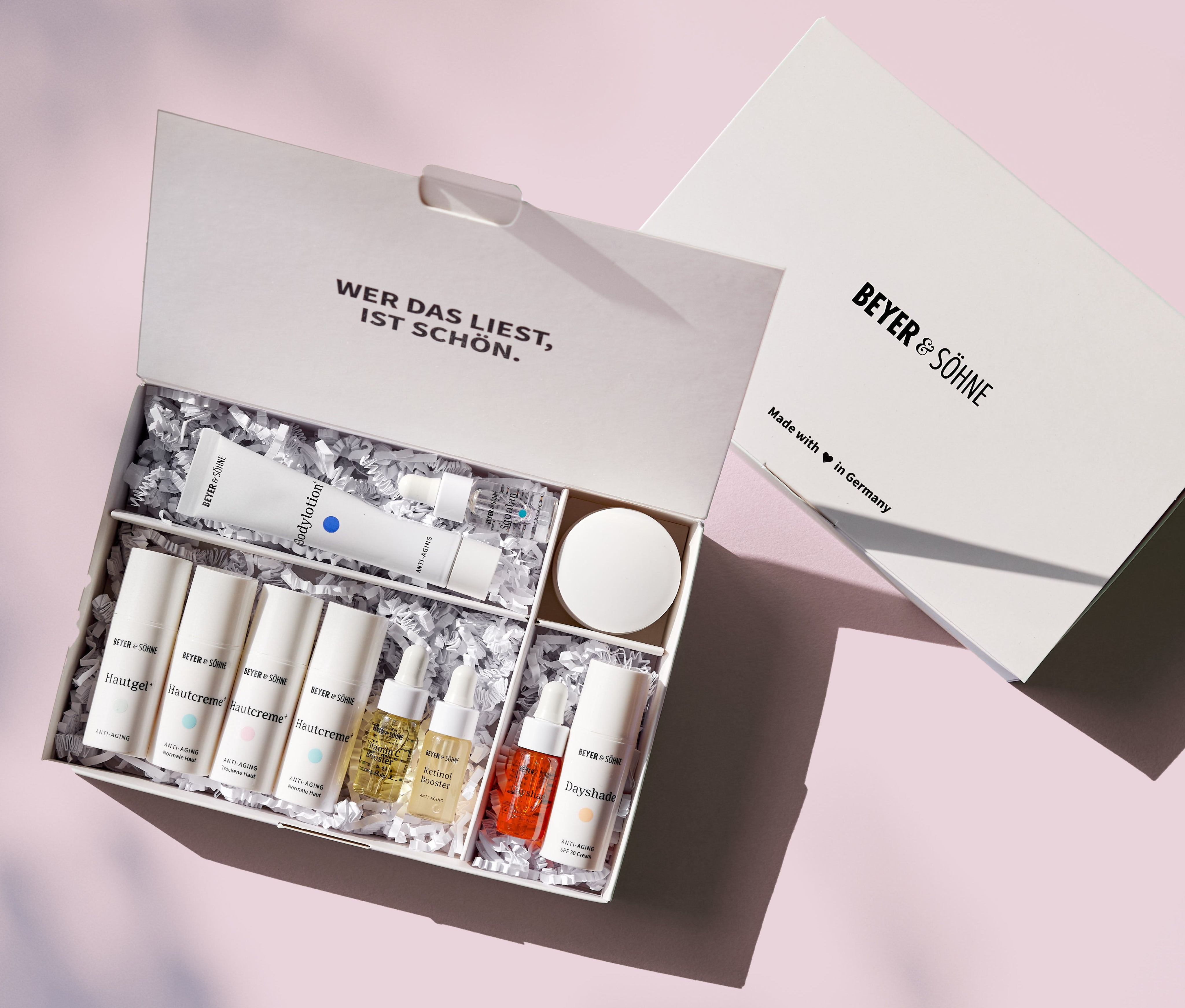Geöffnete Tester-Set Schachtel mit Produktproben